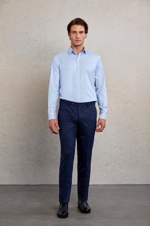 Mavi Ç. Comfort Fit Çizgili %100 Pamuk Slim Yaka Uzun Kollu Gömlek