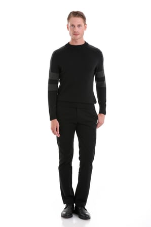 Siyah Comfort Fit Düz Pamuklu Yarım Balıkçı Yaka Casual Triko Kazak