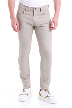Slim Fit Desenli 5 Cep Düşük Bel Kanvas Pantolon