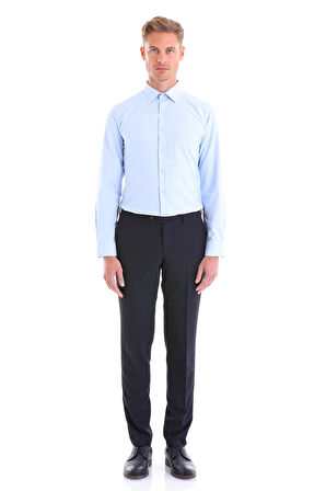 Slim Fit Düz Pamuklu Uzun Kol Gömlek