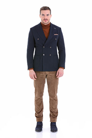 Comfort Fit Kruvaze Yünlü Ceket