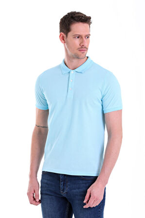 A. Mavi Düz comfort Fit 100% Pamuk Polo Yaka Tişört