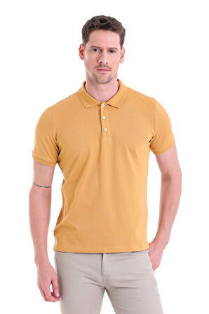 Hardal Düz comfort Fit 100% Pamuk Polo Yaka Tişört