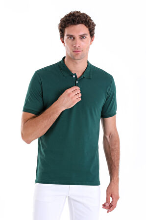K.YEŞİL Comfort Fit Düz 100% Pamuk Polo Yaka Polo Yaka Tişört