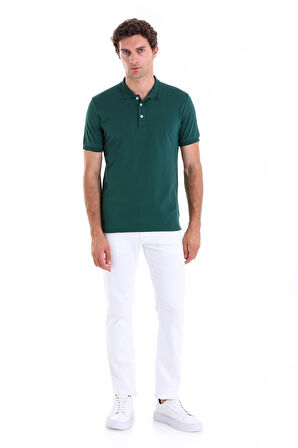 K.YEŞİL Comfort Fit Düz 100% Pamuk Polo Yaka Polo Yaka Tişört