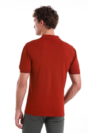 Bordo Comfort Fit Düz Polo Yaka Rayon Tişört
