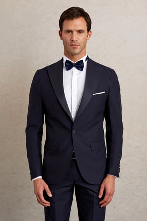 Desenli slim Fit Çıkma Sivri Yaka Klasik Smokin Damatlık