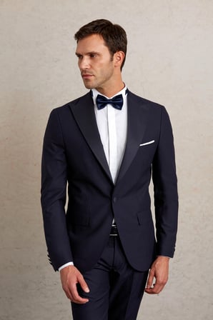 Desenli slim Fit Çıkma Sivri Yaka Klasik Smokin Damatlık