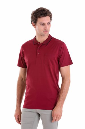 Bordo Regular Fit Düz 100% Pamuk Polo Yaka Tişört