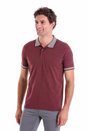 Bordo Regular Fit Düz Pamuklu Polo Yaka Tişört