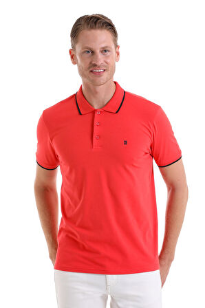 Nar Cicegi Regular Fit Düz 100% Pamuk Polo Yaka Tişört