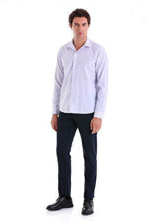 Lila Ç. Comfort Fit Çizgili Pamuklu Slim Yaka Uzun Kollu Spor Gömlek