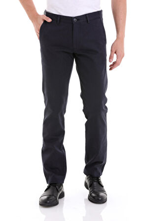 Lacivert Regular Fit Düz Yandan Cepli Basic Kanvas Pantolon | 40
