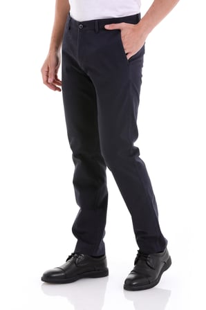 Lacivert Regular Fit Düz Yandan Cepli Basic Kanvas Pantolon | 44