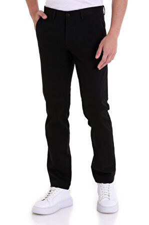 Siyah Regular Fit Düz Yandan Cepli Basic Kanvas Pantolon | 40