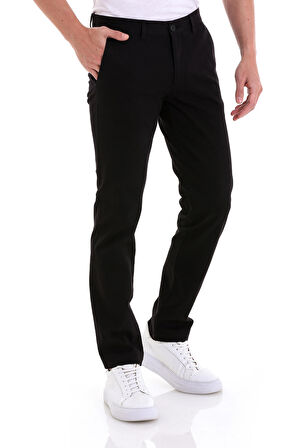 Siyah Regular Fit Düz Yandan Cepli Basic Kanvas Pantolon | 46