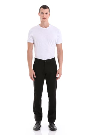 Siyah Regular Fit Desenli Yandan Cepli Basic Pamuklu Kanvas Pantolon | 44
