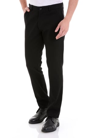 Siyah Regular Fit Desenli Yandan Cepli Basic Pamuklu Kanvas Pantolon | 44
