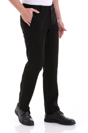 Siyah Regular Fit Desenli Yandan Cepli Basic Pamuklu Kanvas Pantolon | 44