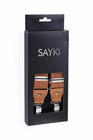 Camel Balıksırtı Desenli Pantolon Askısı