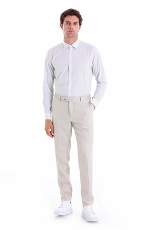 Gri B. Slim Fit Baskılı 100% Pamuk Slim Yaka Uzun Kollu Spor Gömlek