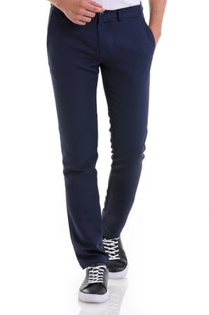 A. Lacivert D. Slim Fit Desenli Yandan Cep Kanvas Pantolon