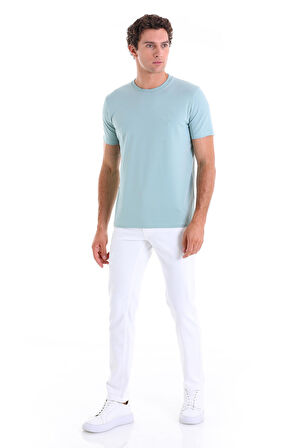 Mint Regular Fit Düz Pamuklu Bisiklet Yaka Triko Tişört