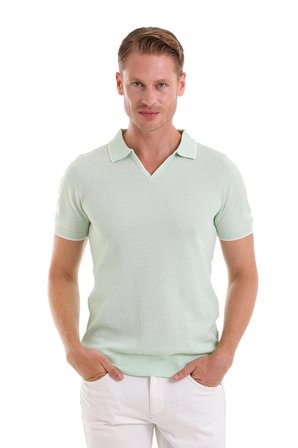 Mint Regular Fit Desenli Pamuklu Polo Yaka Casual Tişört