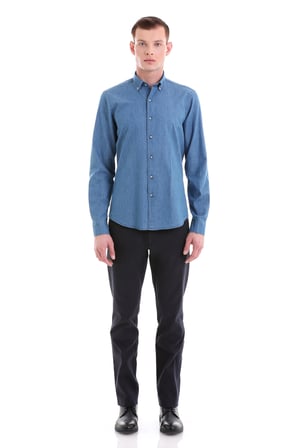 Mavi Comfort Fit Düz 100% Pamuklu Düğmeli Yaka Uzun Kollu Klasik Gömlek | XS
