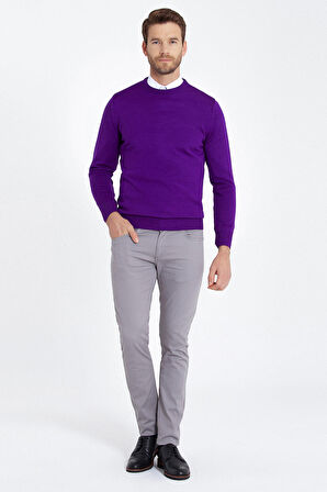 Regular Fit Düz Bisiklet Yaka Triko Kazak