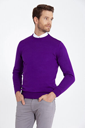 Regular Fit Düz Bisiklet Yaka Triko Kazak