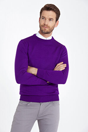 Regular Fit Düz Bisiklet Yaka Triko Kazak