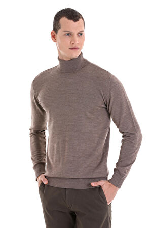 Vizon Regular Fit Düz Balıkçı Yaka Yünlü Triko Kazak | XL