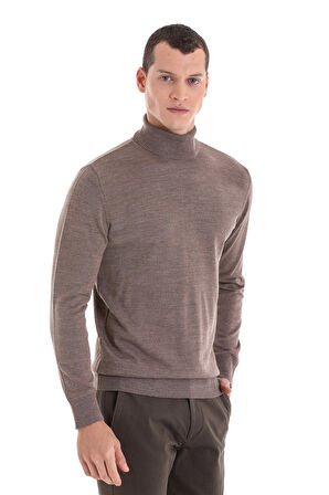 Vizon Regular Fit Düz Balıkçı Yaka Yünlü Triko Kazak | XL