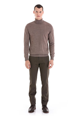 Vizon Regular Fit Düz Balıkçı Yaka Yünlü Triko Kazak | XL