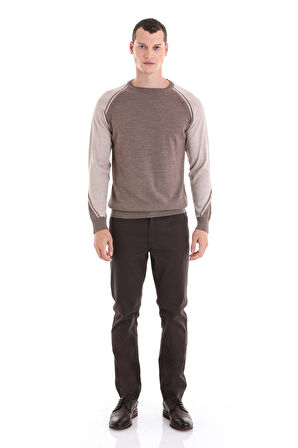 Vizon Regular Fit Bisiklet Yaka Jakarlı Yünlü Triko Kazak | XL