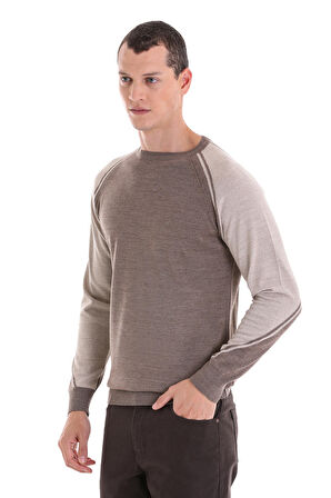 Vizon Regular Fit Bisiklet Yaka Jakarlı Yünlü Triko Kazak | XL