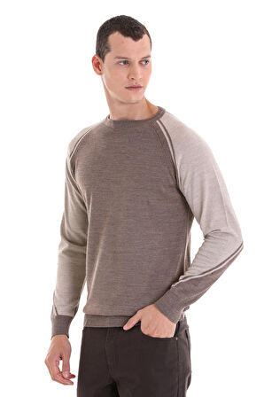 Vizon Regular Fit Bisiklet Yaka Jakarlı Yünlü Triko Kazak | XL