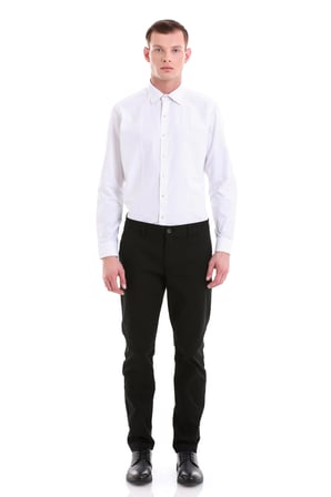 Gri Slim Fit Baskılı Pamuklu Slim Yaka Uzun Kollu Klasik Gömlek | S