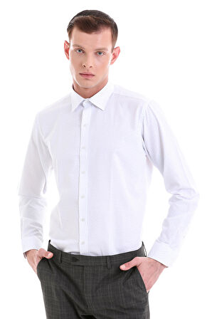 Mavi Slim Fit Baskılı Pamuklu Slim Yaka Uzun Kollu Klasik Gömlek | S
