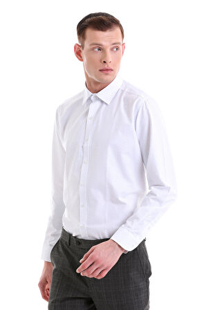 Mavi Slim Fit Baskılı Pamuklu Slim Yaka Uzun Kollu Klasik Gömlek | S