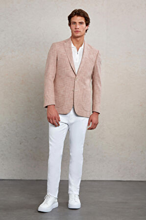 Kiremit D. Comfort Fit Desenli Mono Yaka Casual Ceket