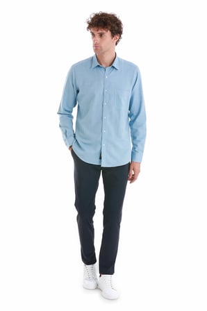 Mavi Slim Fit Desenli 100% Pamuklu Düğmeli Yaka Uzun Kollu Casual Gömlek | XS