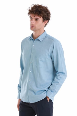 Mavi Slim Fit Desenli 100% Pamuklu Düğmeli Yaka Uzun Kollu Casual Gömlek | XS