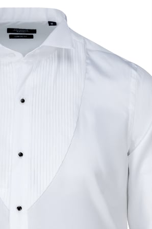 Beyaz Comfort Fit Slim Yaka 100% Pamuk Manşetli Saten Klasik Gömlek | S