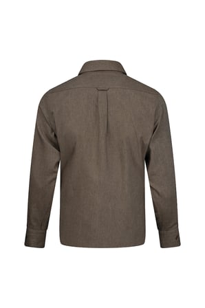 Kahverengi Slim Fit Düğmeli Yaka Pamuklu Uzun Kollu Spor Gömlek | L