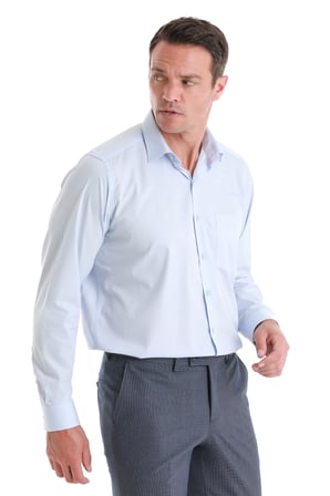 Mavi Klasik Fit Düz Slim Yaka Pamuklu Uzun Kollu Klasik Gömlek | 4XL