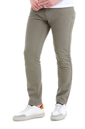 Haki Slim Fit Düz 5 Cep Pamuklu Kanvas Pantolon | 33