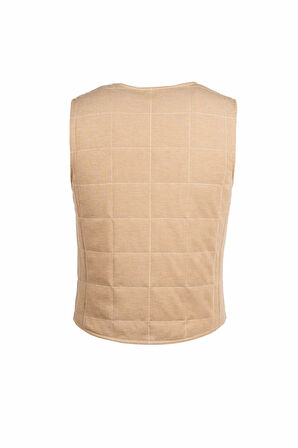 Camel Regular Fit V Yaka Kapitone Yelek | M