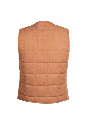 Kiremit Regular Fit V Yaka Kapitone Yelek | S